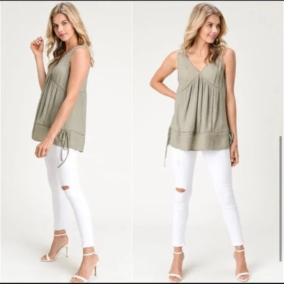 Women’s cute comfy olive spring summer boho lightweight top - Picture 3 of 4